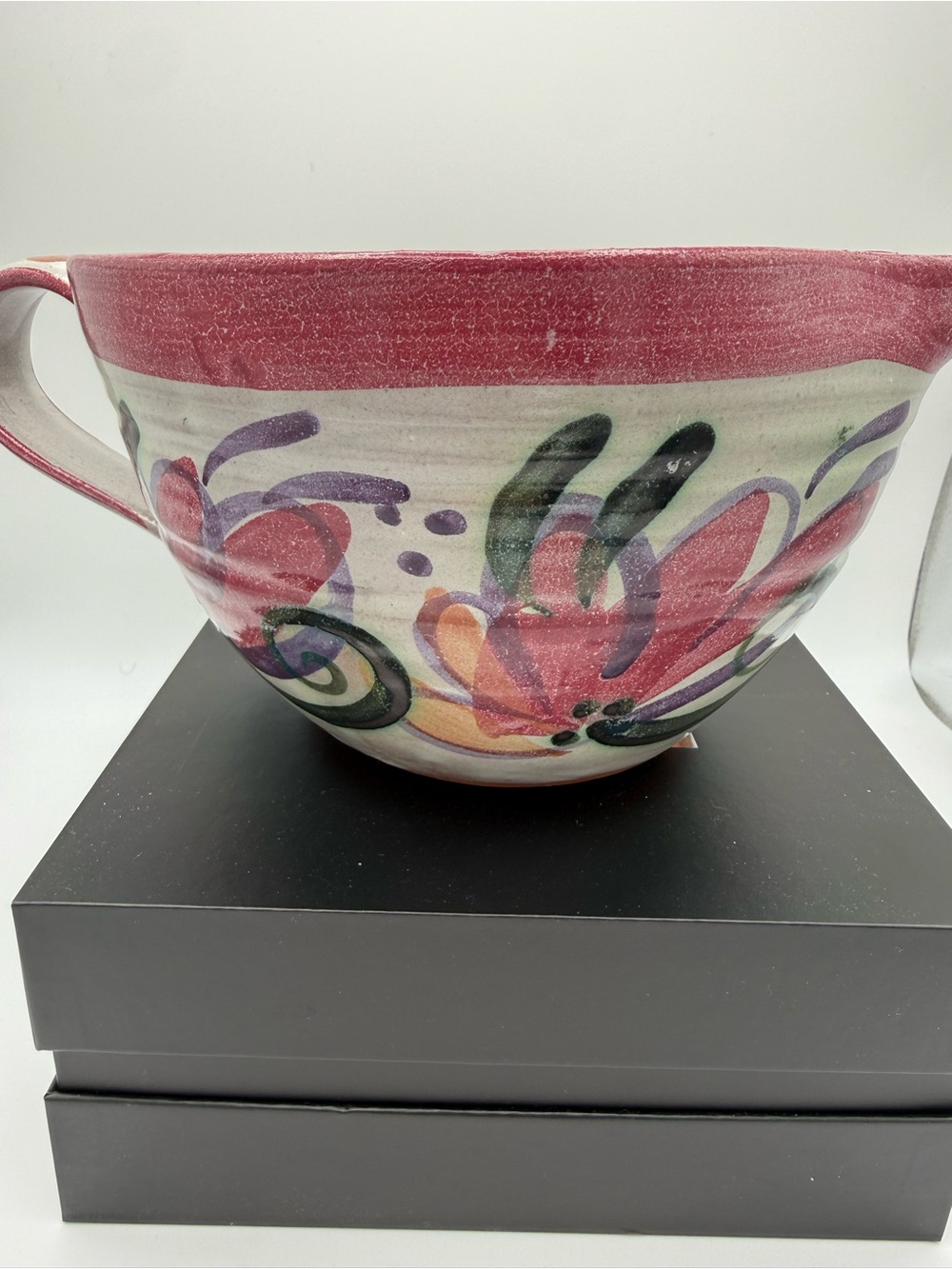 Vintage TPG Hand-Painted Floral Ceramic Bowl in Pink